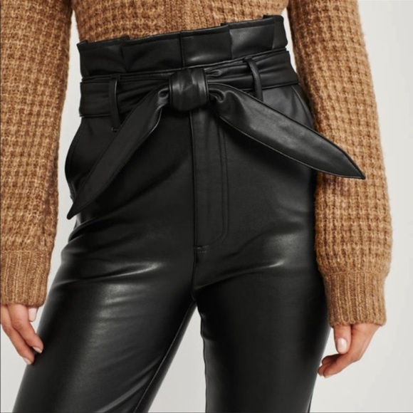 A&F Ultra High Rise Faux-Leather Paperbag Pants - Picture 3 of 3